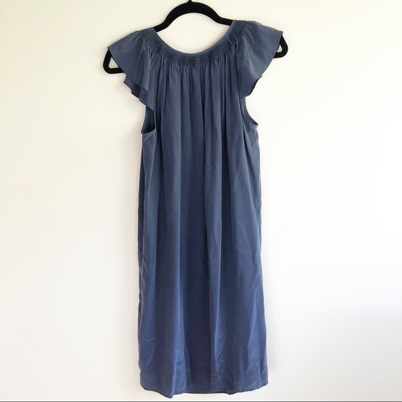 Joie Fayaline Silk Dark Navy Flutter Sleeve Dress - Picture 2 of 7